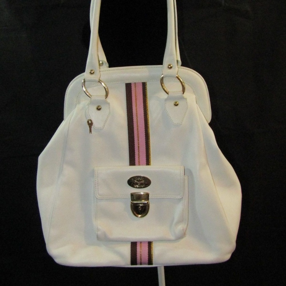 CHRISTINE PRICE White Leather Diaper Bag
